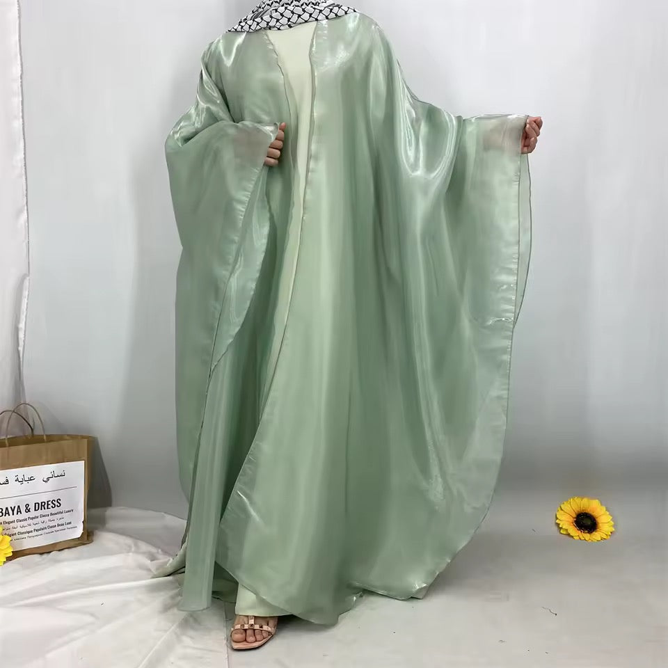 Women Split Abaya Open Front Kaftan Arab Long Robe