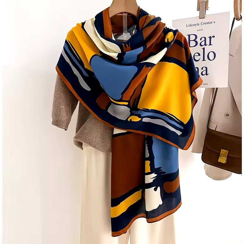 Women Luxurious Cashmere Touch Scarf - Warm Fringe Shawl