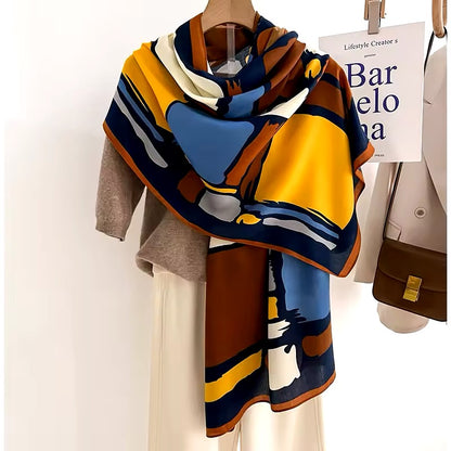 Women Luxurious Cashmere Touch Scarf - Warm Fringe Shawl