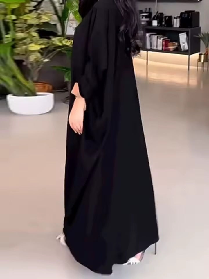 Split Women Black Abaya Modest Clothing Women Split Coat Abaya
