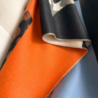 Luxury Women Floral Cashmere Touch Flower Scarf - Warm Fringe Shawl