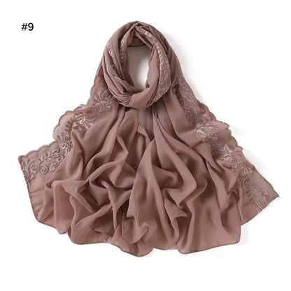 Women Embroidered Scarf Elegant and Versatile for Women Floral Shawl