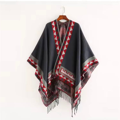 Cashmere Wool Cape Scarf Split Thickened Autumn and Winter Women Cape
