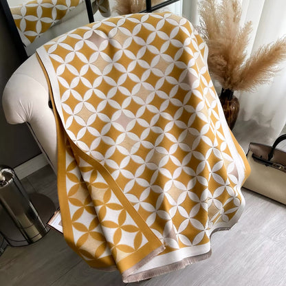 Women Luxurious Cashmere Touch Scarf - Warm Fringe Shawl