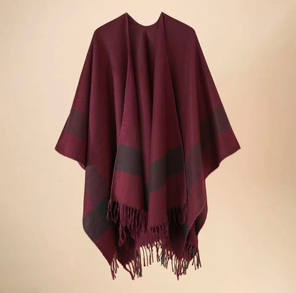 Cashmere Wool Cape Scarf Split Thickened Autumn and Winter Women Cape