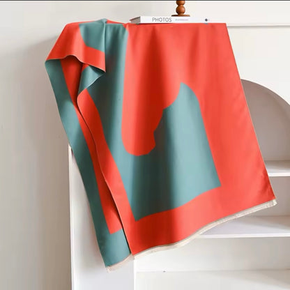 Luxury Women Limited Edition Horse Design Cashmere Touch Scarf - Warm Fringe Shawl