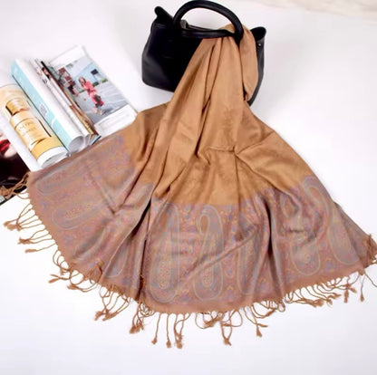 Luxury Women Classic Pashmina Cashmere Touch Scarf - Warm Fringe Pashmina Shaw