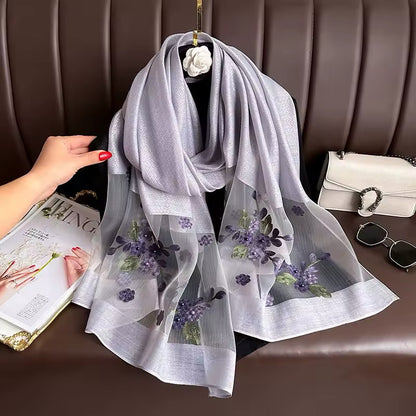 Women Embroidered Scarf Elegant and Versatile for Women Floral Shawl