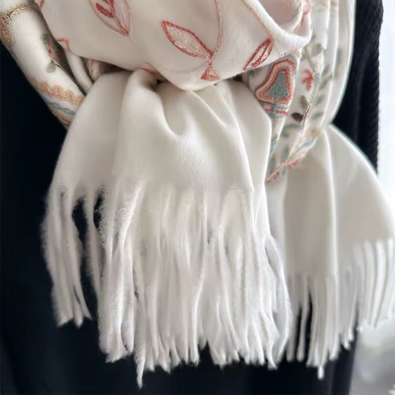 Women Embroidered Scarf Elegant and Versatile for Women Floral Shawl